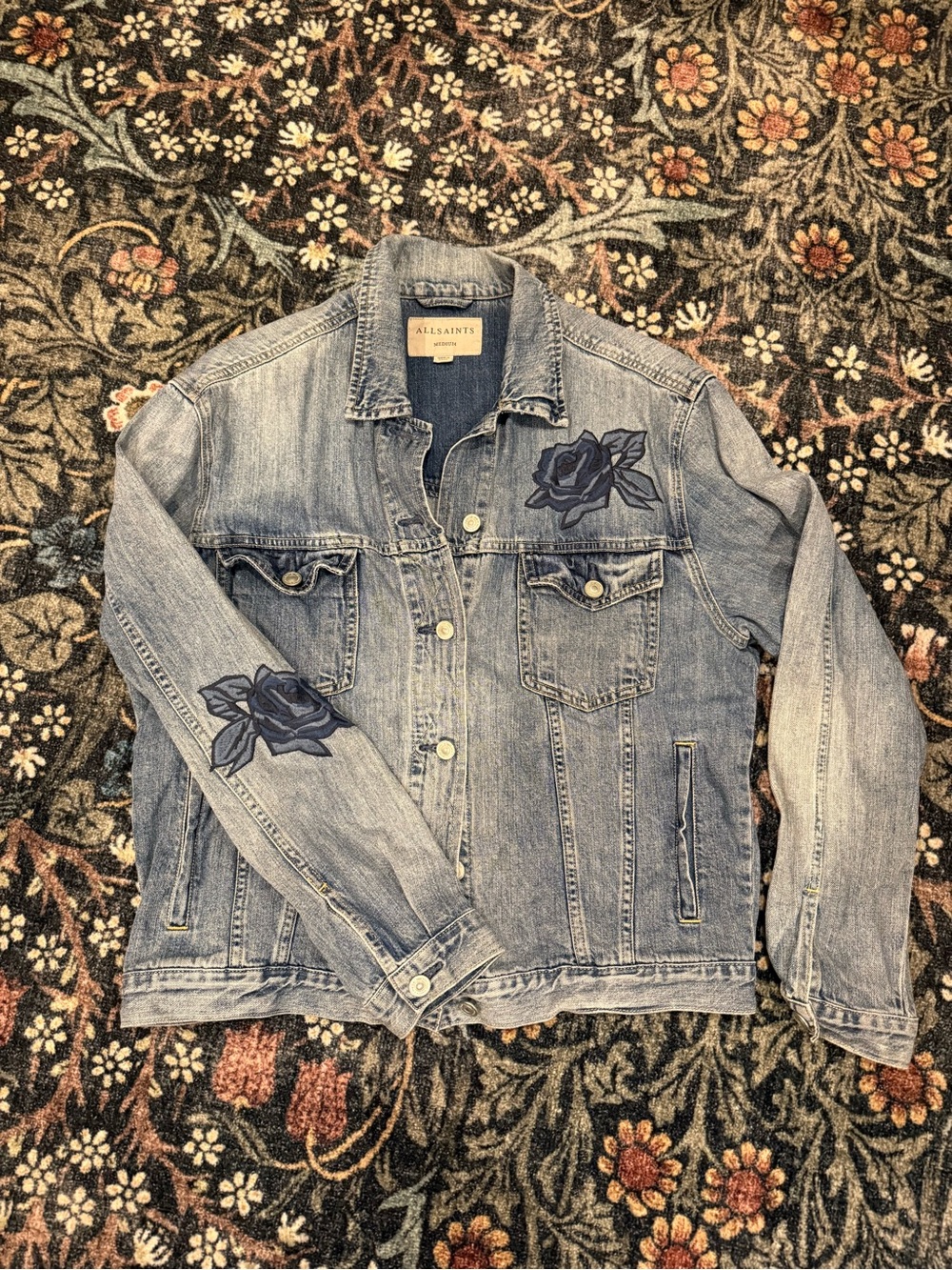 AllSaints Light Blue Denim Jacket with Cream Label